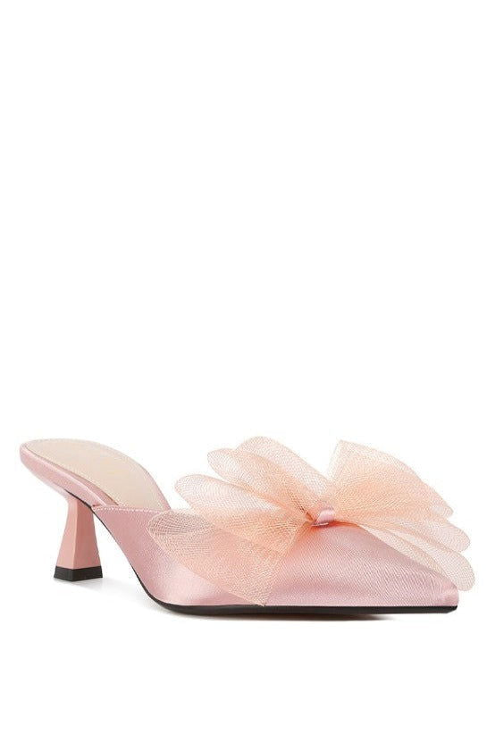 Asma Organza Bow Embellished Satin Mules - Hassle Free Cart