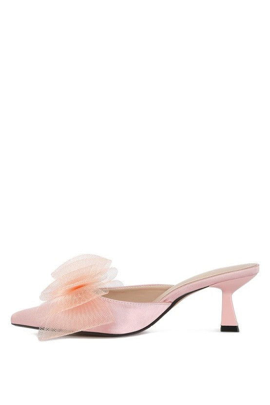 Asma Organza Bow Embellished Satin Mules - Hassle Free Cart