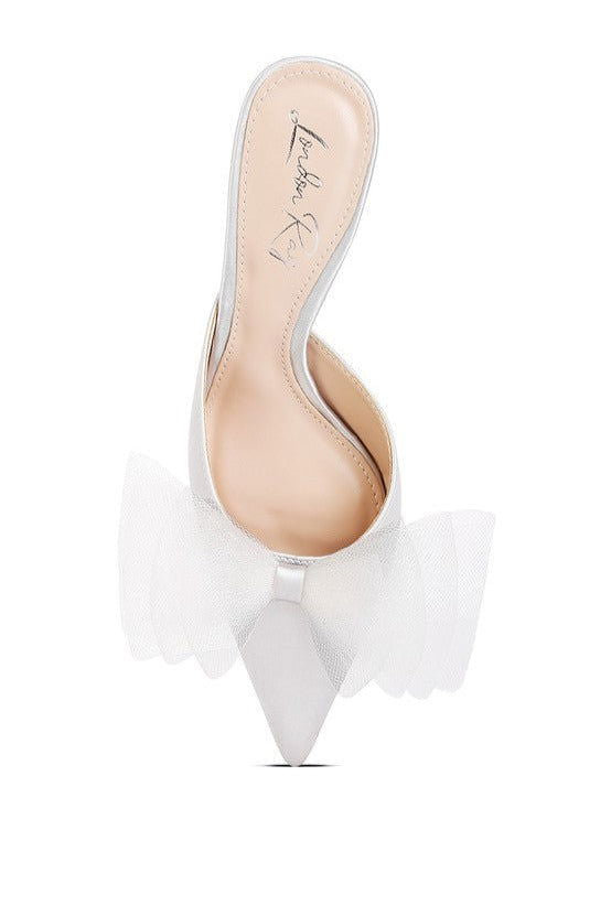 Asma Organza Bow Embellished Satin Mules - Hassle Free Cart