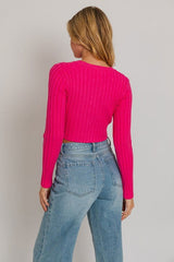 Asymmetrical Hem Sweater Top - Hassle Free Cart