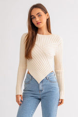 Asymmetrical Hem Sweater Top - Hassle Free Cart