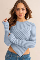 Asymmetrical Hem Sweater Top - Hassle Free Cart