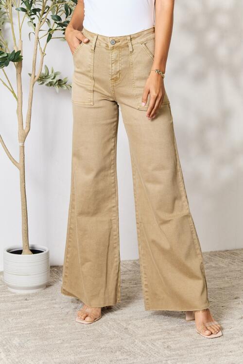 BAYEAS Raw Hem Wide Leg Jeans | Hassle Free Cart