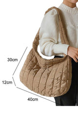 Beige Quilted Zipper Large Jennie Shoulder Bag - Hassle Free Cart