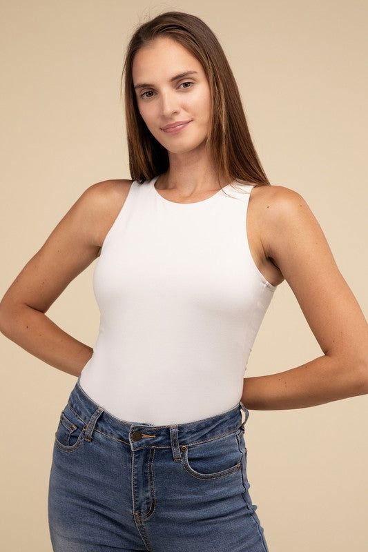 Boat Neck Sleeveless Padded Bodysuit - Hassle Free Cart