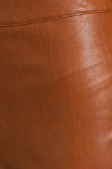 Brown Faux Leather Straight Pants - Hassle Free Cart