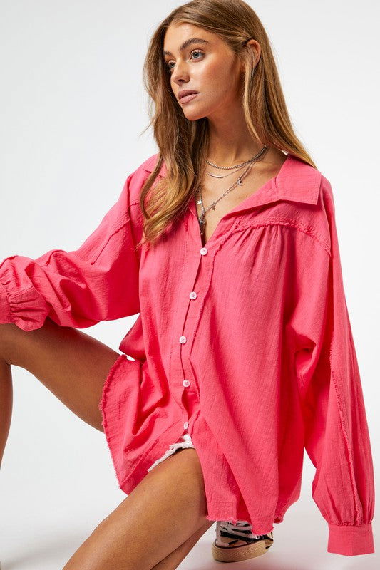 Button Down Relaxed Fit Shirt - Hassle Free Cart