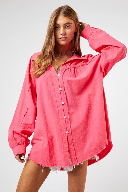 Button Down Relaxed Fit Shirt - Hassle Free Cart