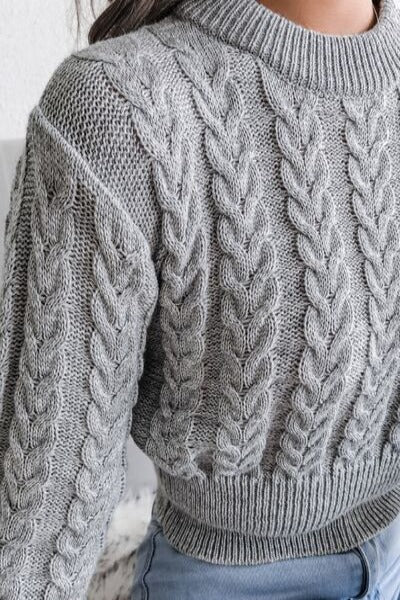 Cable-Knit Round Neck Sweater – Hassle Free Cart