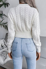 Cable-Knit Round Neck Sweater - Hassle Free Cart