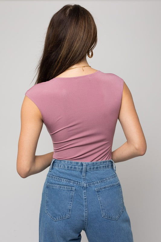 Cap Sleeve Square Neck Bodysuit - Hassle Free Cart