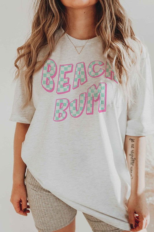 Checkered Beach Bum Graphic T-Shirt - Hassle Free Cart