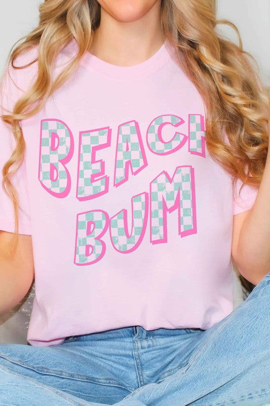 Checkered Beach Bum Graphic T-Shirt - Hassle Free Cart