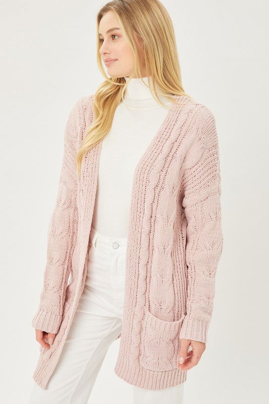 Chenille Cable Knit Oversized Open Front Cardigan - Hassle Free Cart