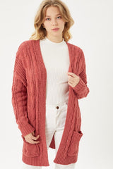 Chenille Cable Knit Oversized Open Front Cardigan - Hassle Free Cart