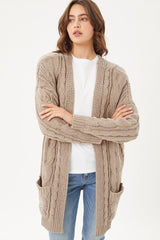 Chenille Cable Knit Oversized Open Front Cardigan - Hassle Free Cart