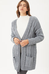 Chenille Cable Knit Oversized Open Front Cardigan - Hassle Free Cart