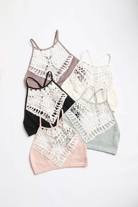 Crochet Lace High Neck Bralette - Hassle Free Cart