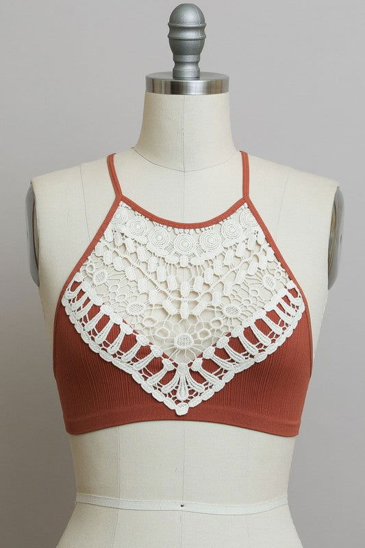 Crochet Lace High Neck Bralette - Hassle Free Cart