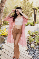 Crochet Open Patch Longline Kimono - Hassle Free Cart