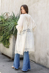 Crochet Open Patch Longline Kimono - Hassle Free Cart