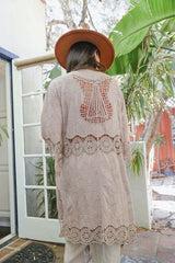 Crochet Open Patch Longline Kimono - Hassle Free Cart