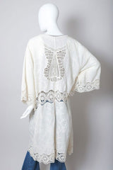 Crochet Open Patch Longline Kimono - Hassle Free Cart