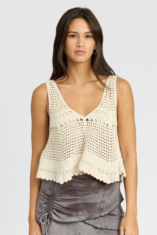 Crochet Swing Crop Tank Top - Hassle Free Cart