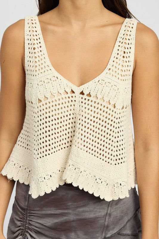 Crochet Swing Crop Tank Top - Hassle Free Cart