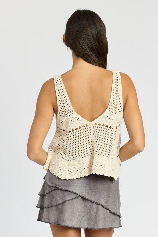 Crochet Swing Crop Tank Top - Hassle Free Cart