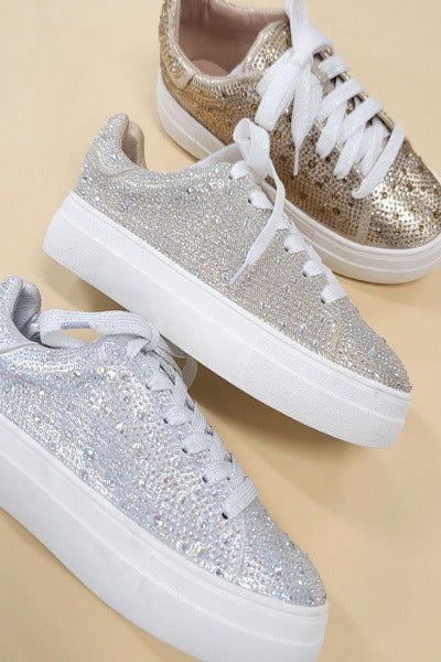 DOLCE-66-RHINESTONE Lace Sneakers - Hassle Free Cart