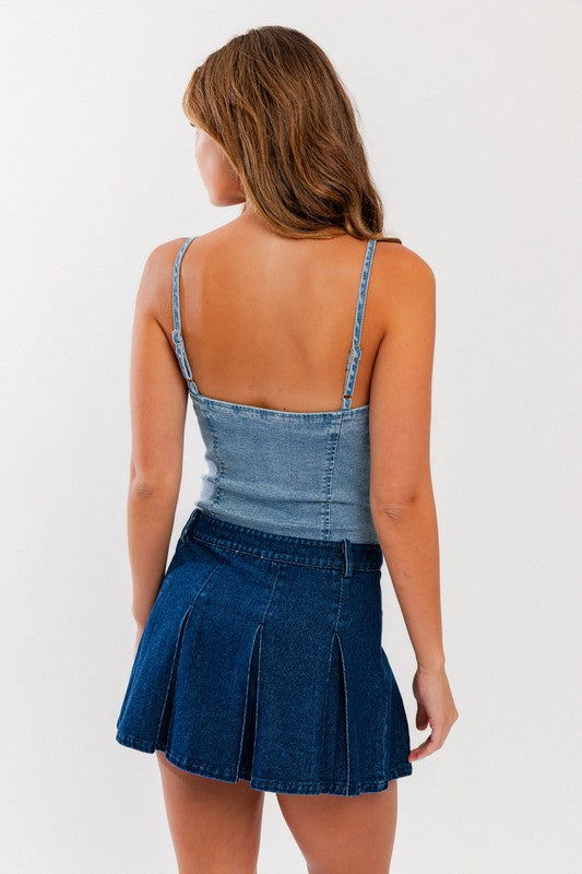 Denim Bustier Bodysuit - Hassle Free Cart