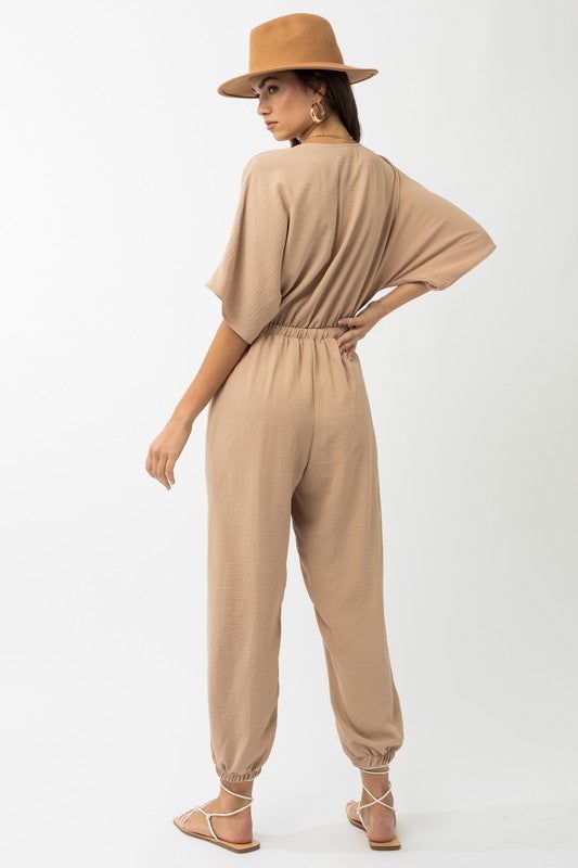 Dolman Sleeve Surplice Jumpsuit - Hassle Free Cart