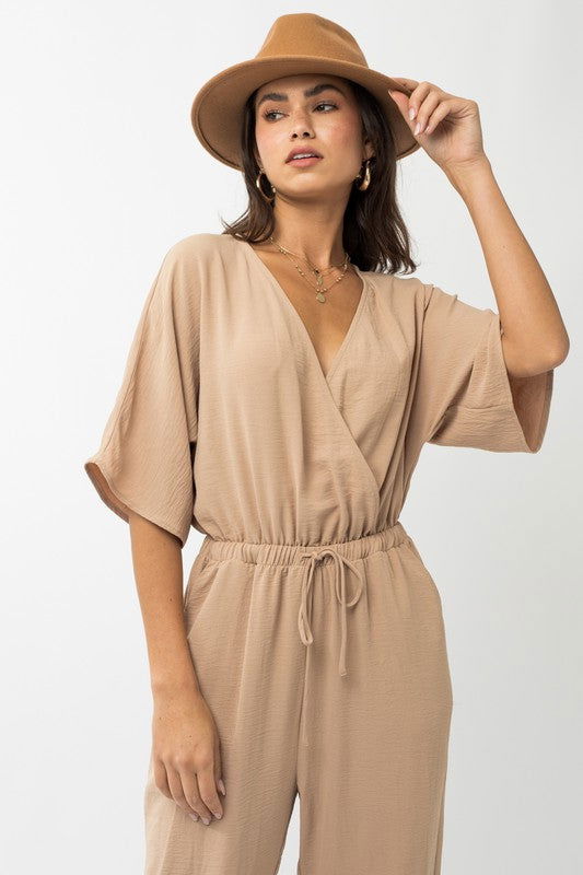 Dolman Sleeve Surplice Jumpsuit - Hassle Free Cart