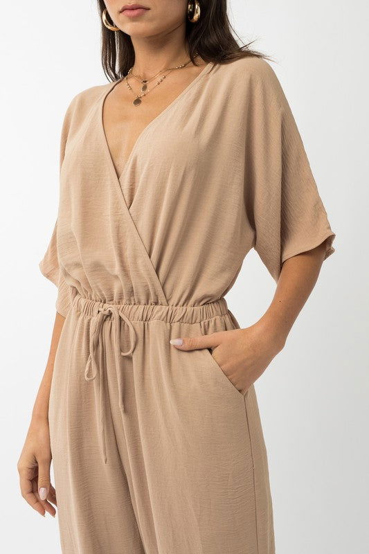 Dolman Sleeve Surplice Jumpsuit - Hassle Free Cart