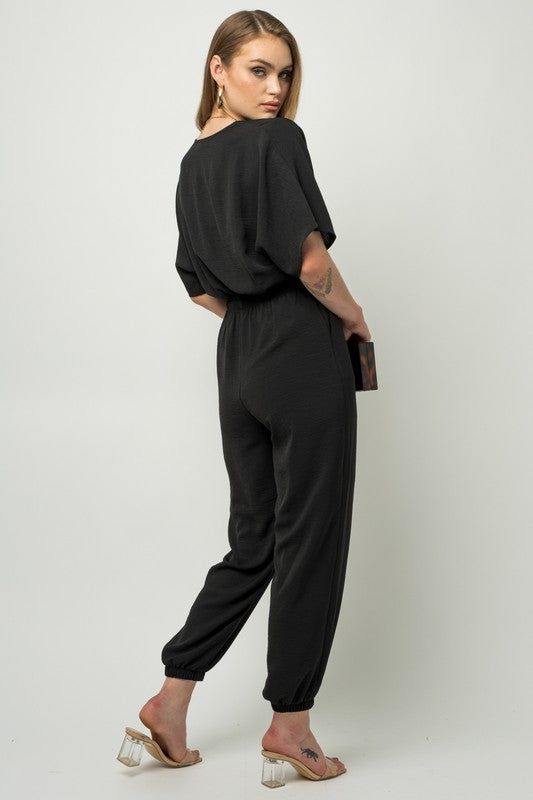 Dolman Sleeve Surplice Jumpsuit - Hassle Free Cart