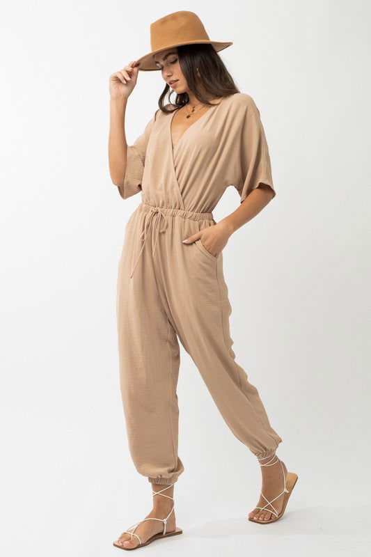 Dolman Sleeve Surplice Jumpsuit - Hassle Free Cart