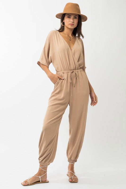 Dolman Sleeve Surplice Jumpsuit - Hassle Free Cart