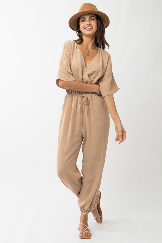 Dolman Sleeve Surplice Jumpsuit - Hassle Free Cart