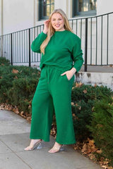 Double Take Full Size Textured Long Sleeve Top and Drawstring Pants Set | Hassle Free Cart