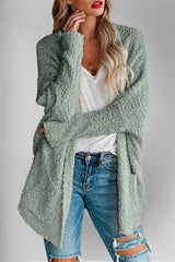 Double Take Pocketed Open Front Long Sleeve Cardigan - Hassle Free Cart