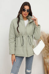 Drawstring Waist Zip-Up Puffer Jacket | Hassle Free Cart