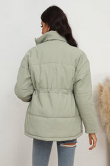 Drawstring Waist Zip-Up Puffer Jacket | Hassle Free Cart