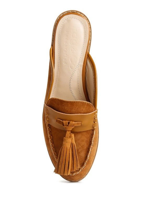 Edmanda Tassle Detail Leather Mules - Hassle Free Cart