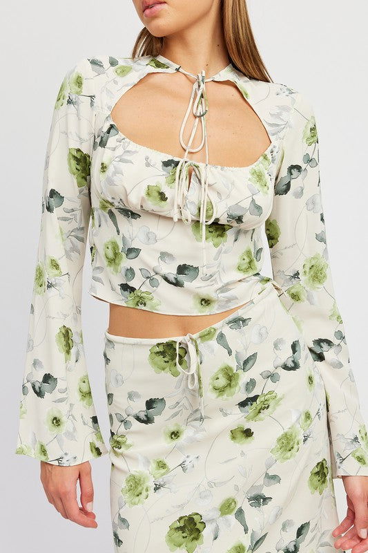 FLORAL Blouse with Neck Tie - Hassle Free Cart