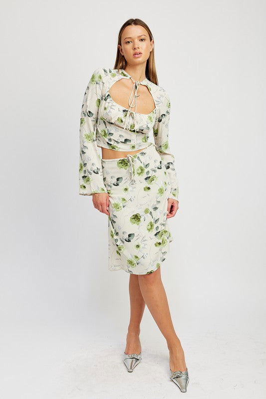 FLORAL Blouse with Neck Tie - Hassle Free Cart