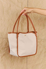 Fame Beach Chic Faux Leather Trim Tote Bag in Ochre - Hassle Free Cart