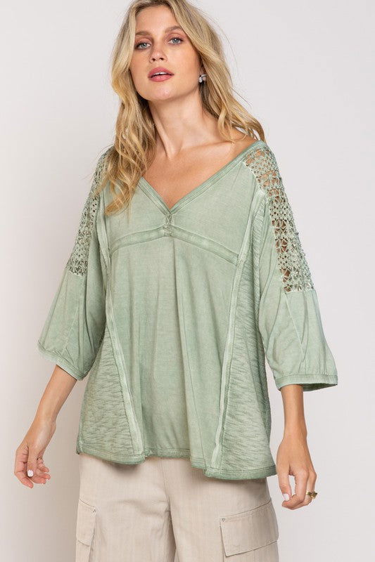 Feminine Boho Crochet Sleeve Top - Hassle Free Cart