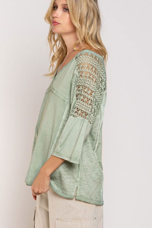 Feminine Boho Crochet Sleeve Top - Hassle Free Cart