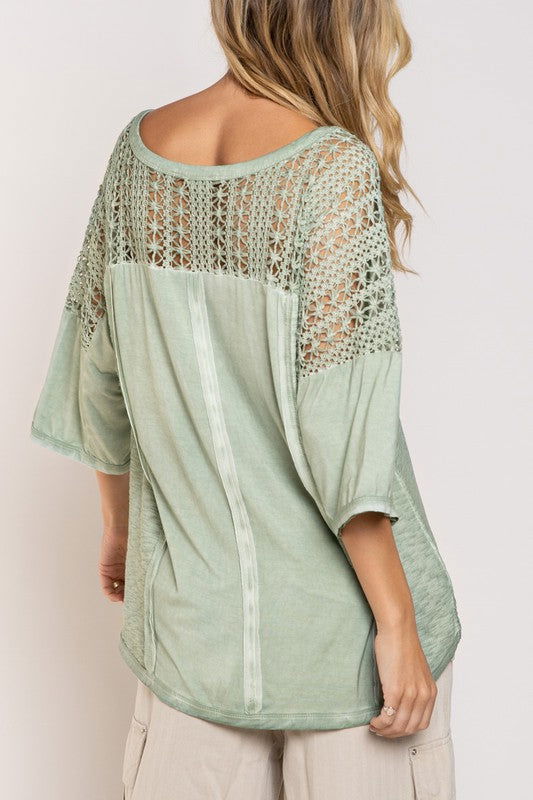 Feminine Boho Crochet Sleeve Top - Hassle Free Cart